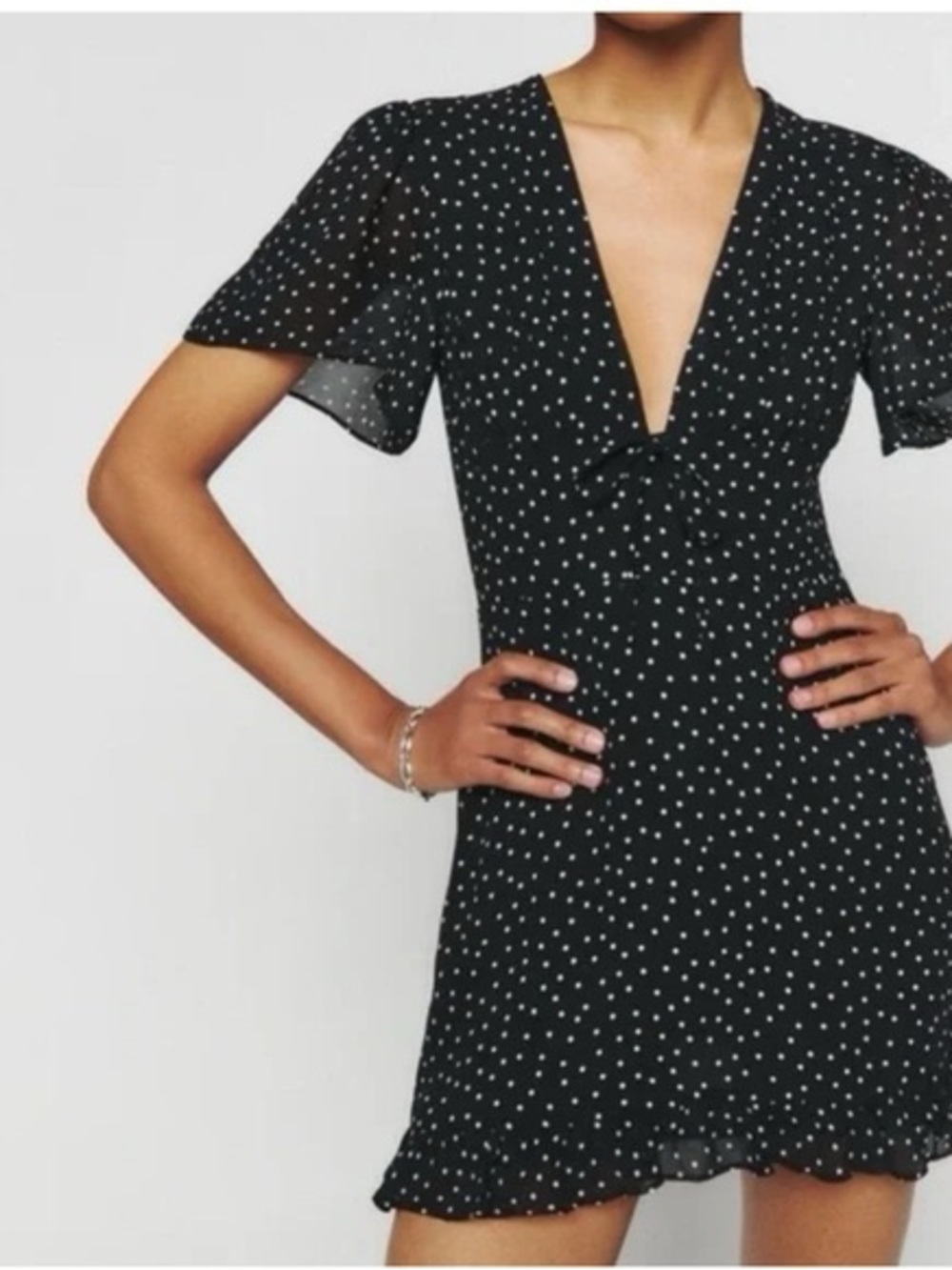 Reformation Black Polka Dot Selene Dress